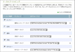 MovableType、アーカイブの出力フォーマット設定